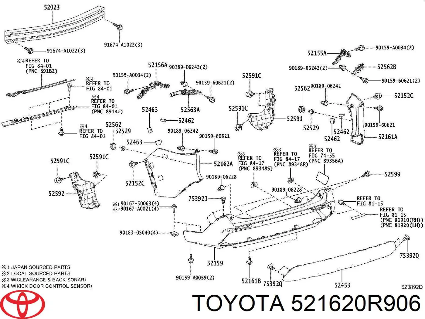 Кут бампера заднього лівий Signeda PTY41545PBL ціна, від 38.17 USD