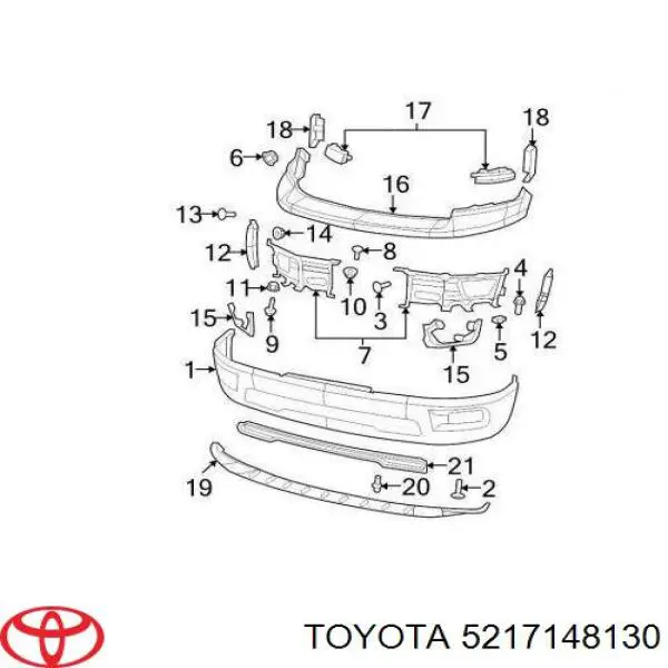 Підсилювач заднього бампера 5217148130 Toyota