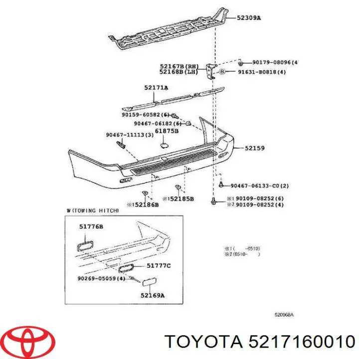 Балка бампера заднього Toyota Land Cruiser 100 позашляховик (J10) (1998 - 2005) ціна, від 131.94 USD