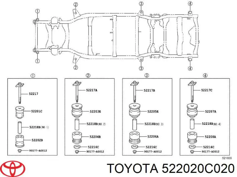 Купити 522020C020 Toyota Подушка рами (кріплення кузова)
