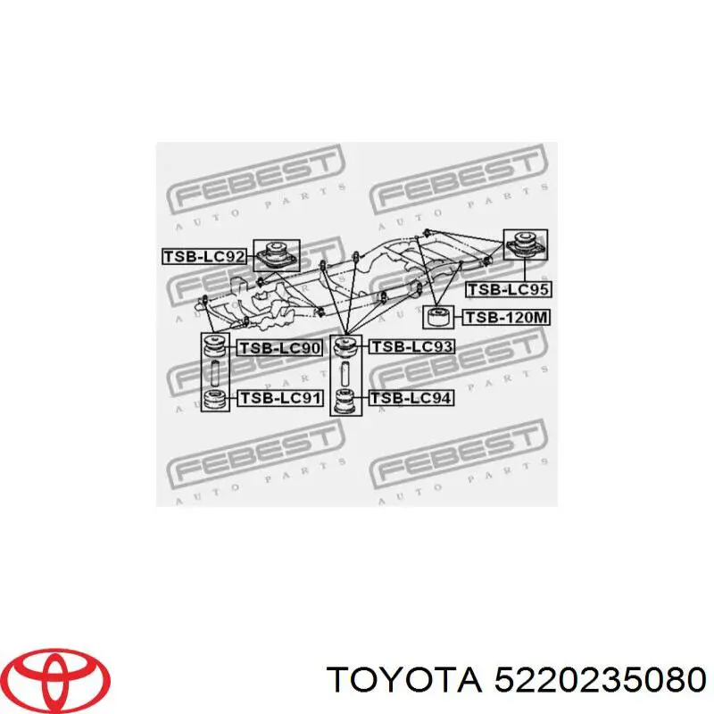 5220235080 Toyota подушка рами (кріплення кузова)