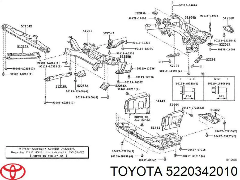 5220342010 Toyota проставка (гумове кільце пружини задньої, нижня)