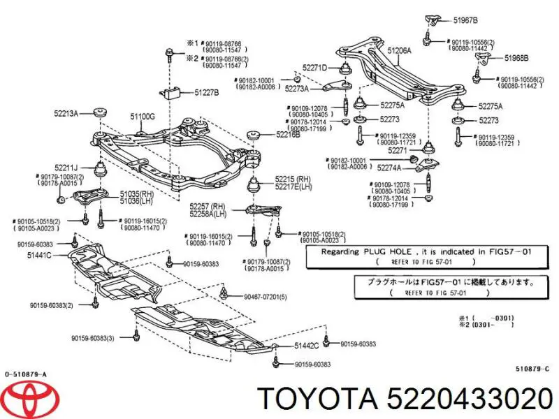 Купити 5220433020 Toyota Кронштейн задньої балки