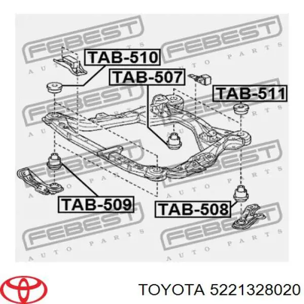 5221328020 Toyota сайлентблок передній балки/підрамника