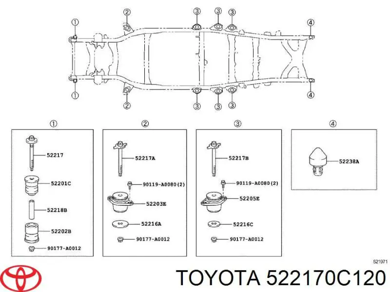  Болт подушки рами кузова Toyota Tundra 