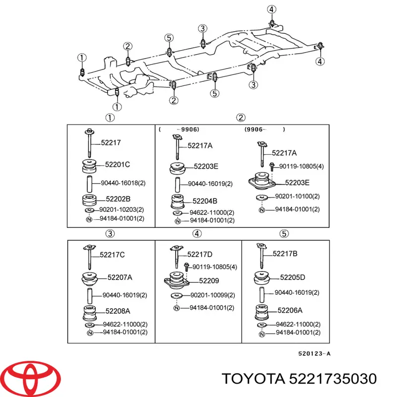 Болт подушки рами кузова Toyota 5221735030 ціна, від 12.36 USD