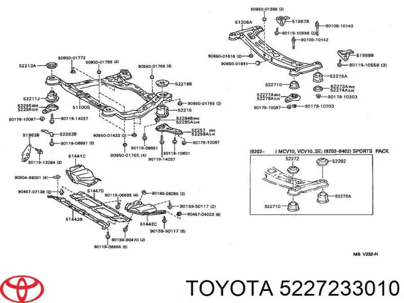Сайлентблок задньої балки/підрамника Toyota Camry IV седан (V20) (1996 - 2001) ціна, від 15.13 USD
