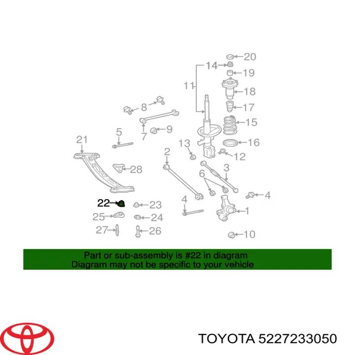 Сайлентблок задньої балки/підрамника Toyota 5227233050 ціна, від 12.38 USD