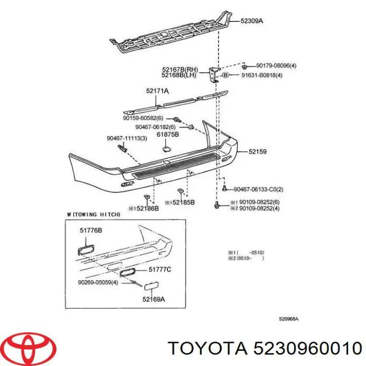 Балка бампера заднього Toyota 5230960010 ціна, від 563.07 USD