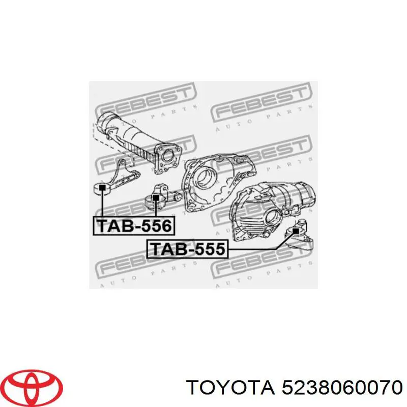 5238060070 Toyota Кронштейн/траверса переднього редуктора, задня