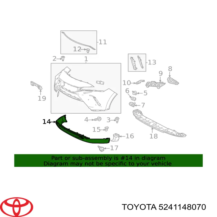 5241148070 Toyota Сплитер переднього бампера