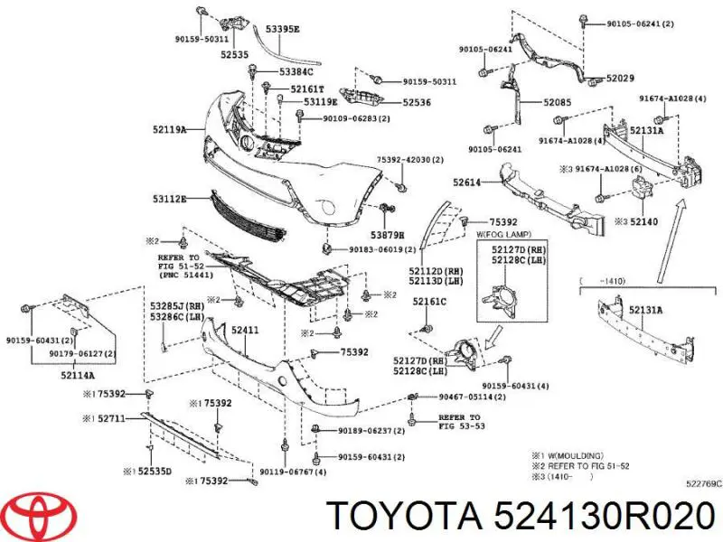 524130R020 Toyota кронштейн спойлера переднього бампера