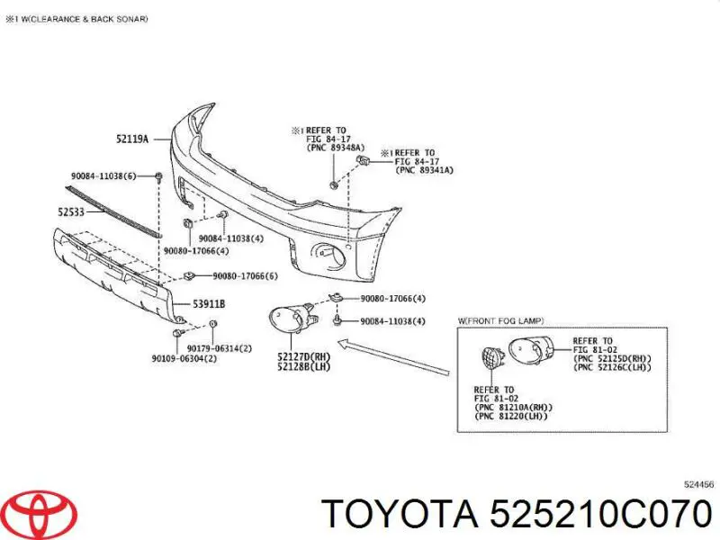 Кронштейн бампера переднього, центральний Toyota 525210C070 ціна, від 99.77 USD