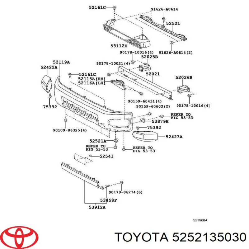 5252135030 Toyota Кронштейн бампера переднього, центральний