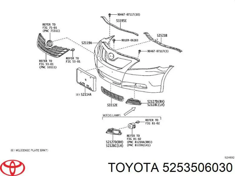 Кронштейн бампера переднього, правий Toyota Camry (V40) (Тойота Камрі)
