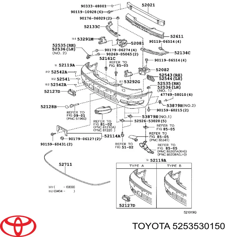 Купити 5253530150 Toyota Кронштейн бампера переднього, правий