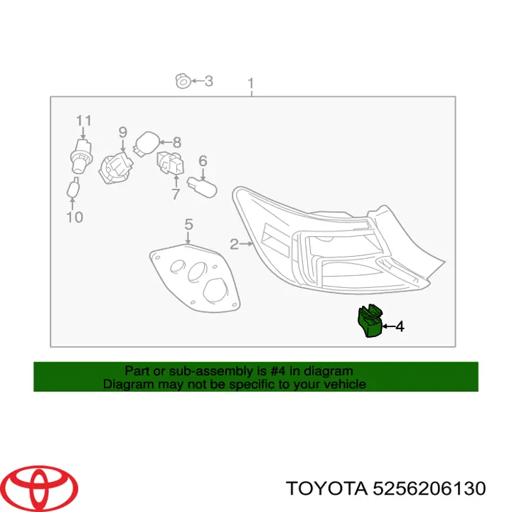 5256206130 Toyota Кліпса кріплення заднього ліхтаря
