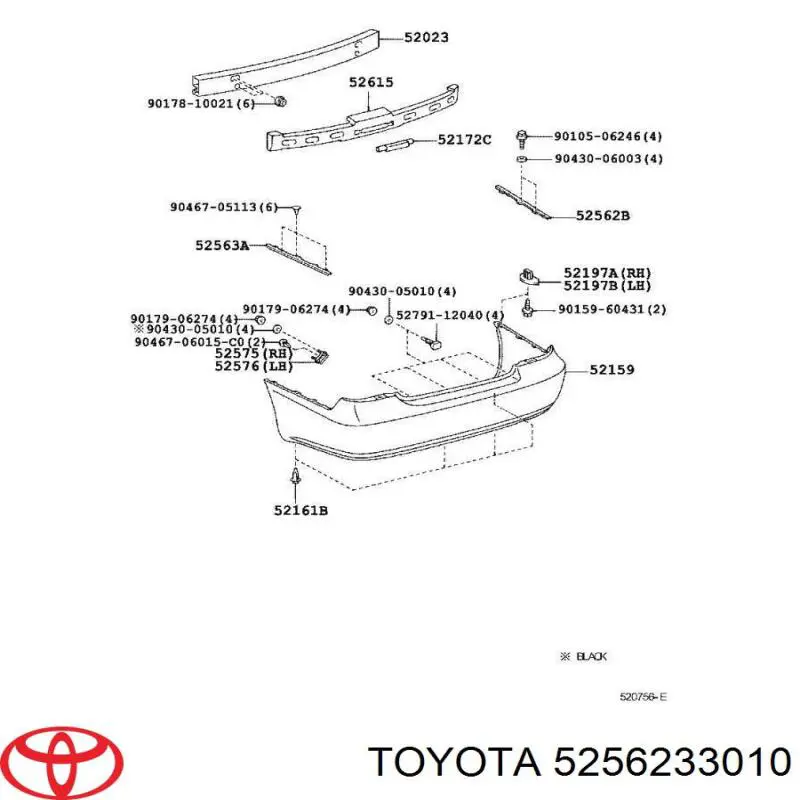 Кронштейн бампера заднього, правий Toyota 5256233010 ціна, від 6.33 USD