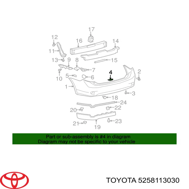 5258113030 Toyota захисна наклейка/протектор заднього бампера