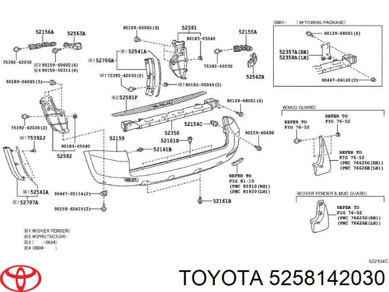 Захисна наклейка/протектор заднього бампера Toyota 5258142030 ціна, від 19.26 USD