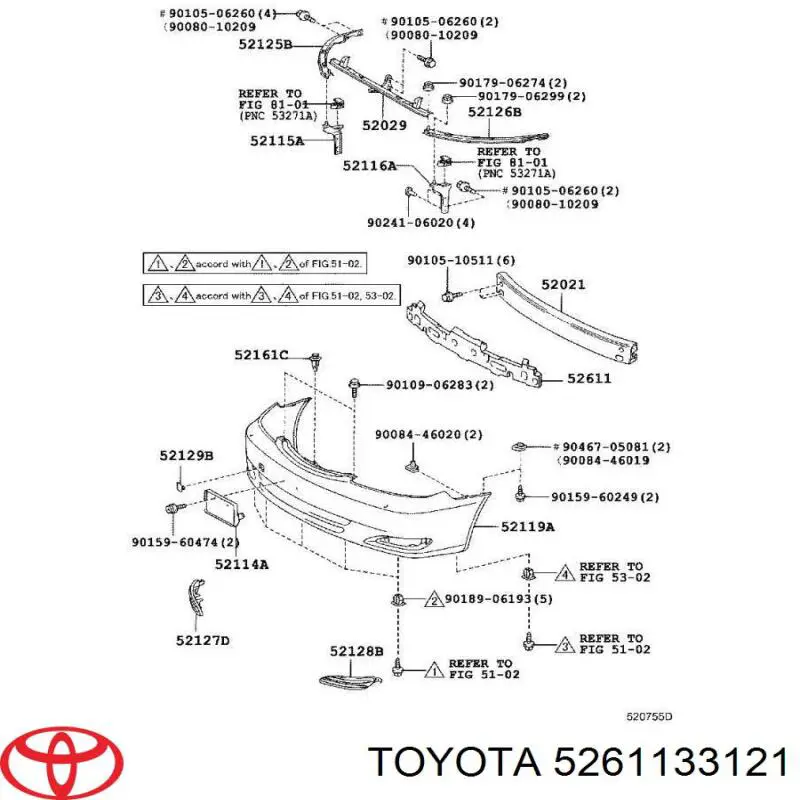 Купити 5261133121 Toyota Абсорбер (наповнювач) бампера переднього