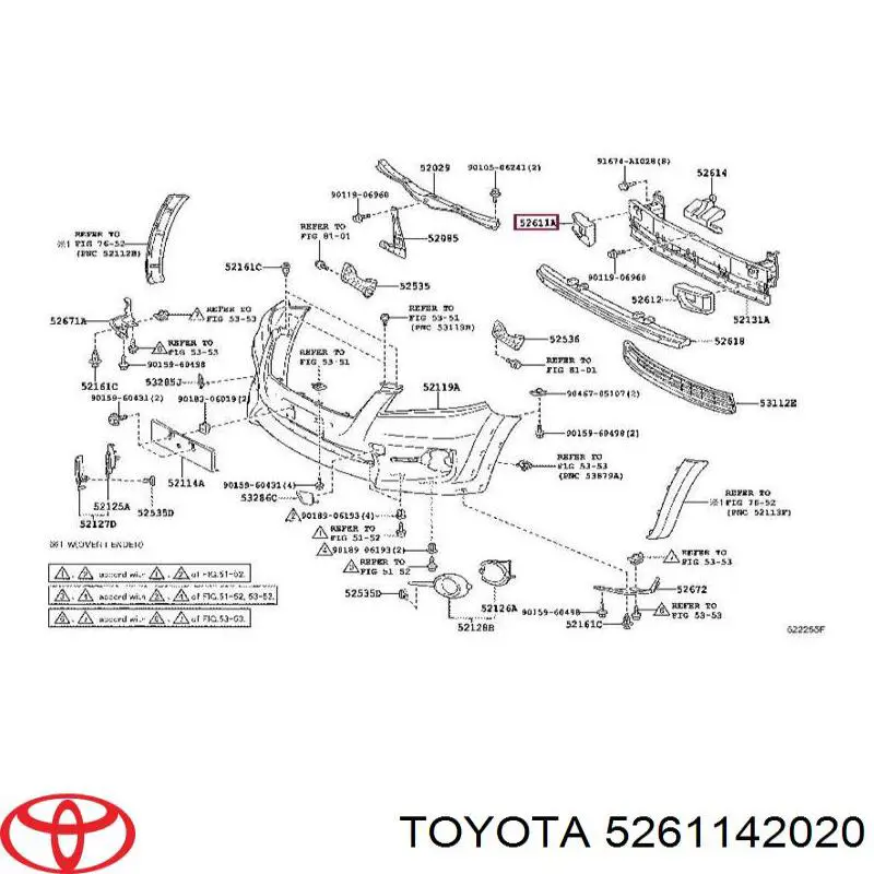 Абсорбер бампера переднього Toyota 5261142020 ціна, від 12.65 USD