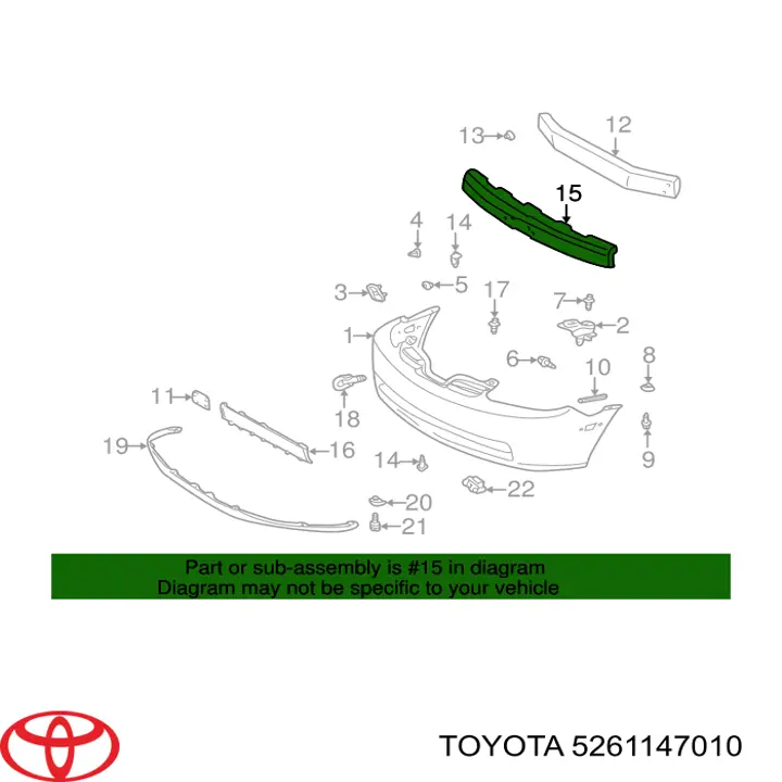 Абсорбер бампера переднього Toyota 5261147010 ціна, від 35.15 USD