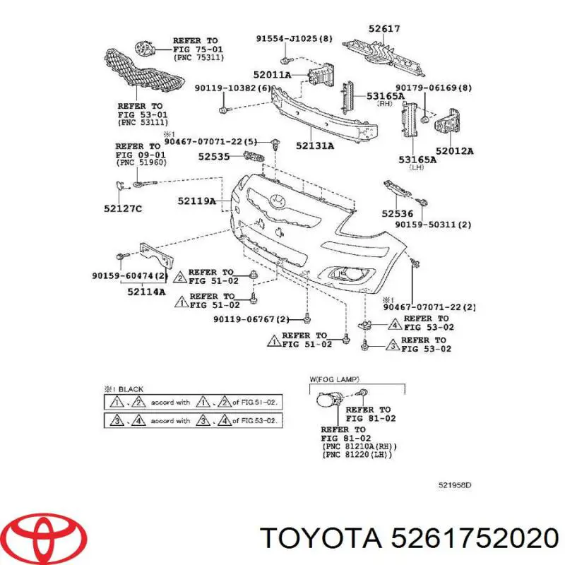 Купити 5261752020 Toyota Абсорбер (наповнювач) бампера переднього