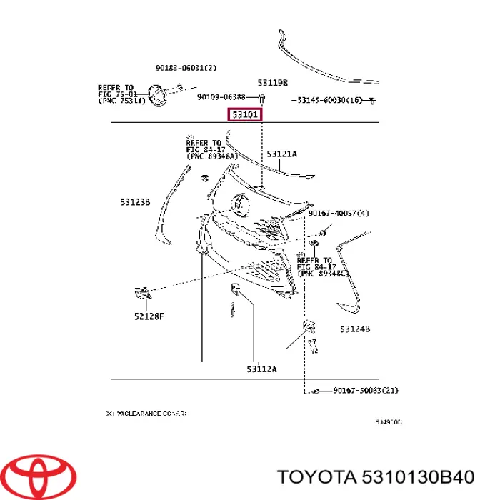 5310130B40 Toyota Решітка радіатора