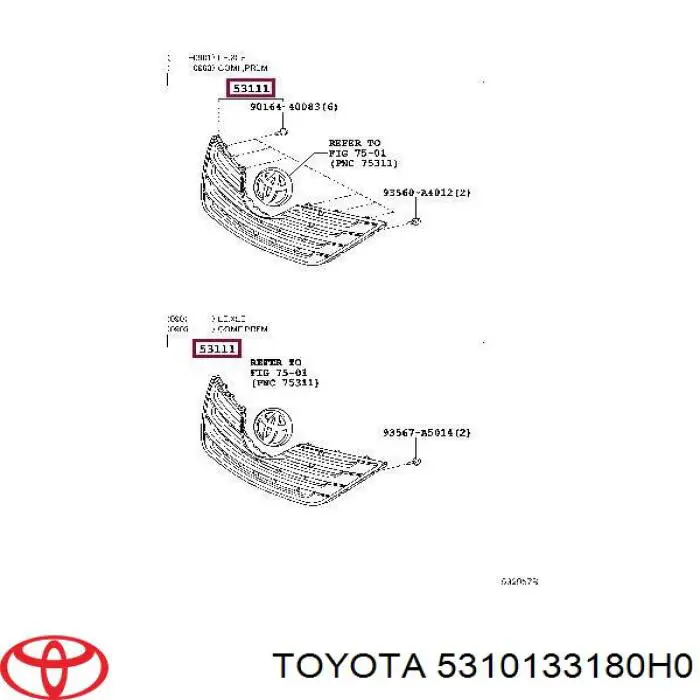 5310133180H0 Toyota Решітка радіатора