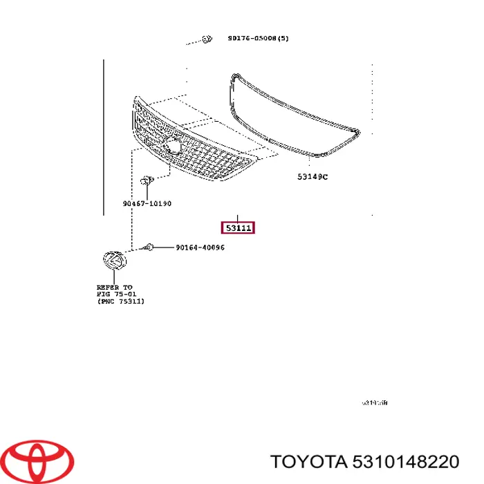 5310148220 Toyota Решітка радіатора