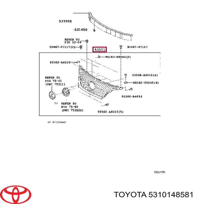 Купити 5310148581 Toyota Захисна решітка радіатора