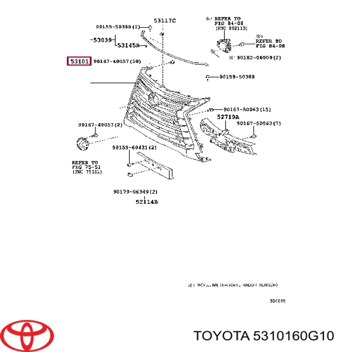 5310160G10 Toyota Решітка радіатора