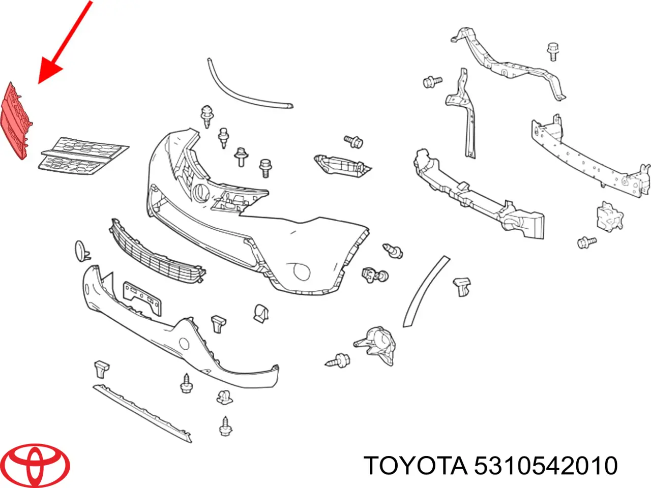 Решітка радіатора права Toyota 5310542010 ціна, від 19.66 USD