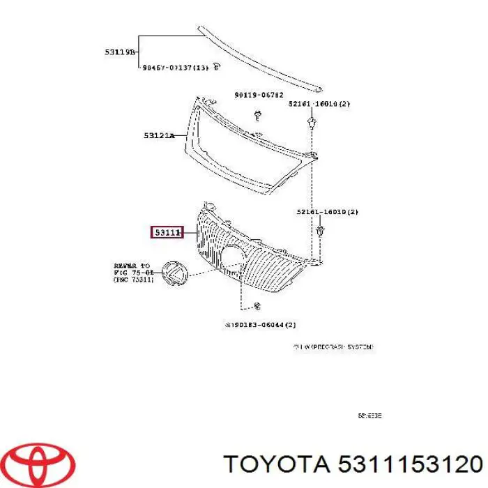 Облицювання радіатора Toyota 5311153120 ціна, від 38.00 USD