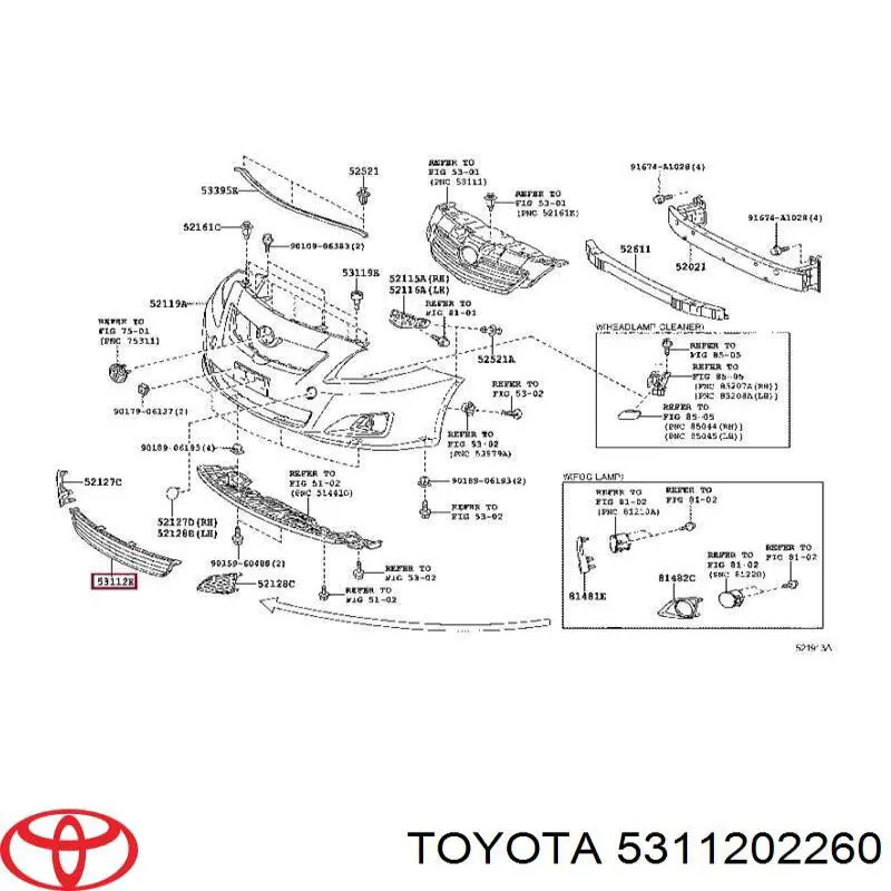 Купити 5311202260 Toyota Решітка переднього бампера
