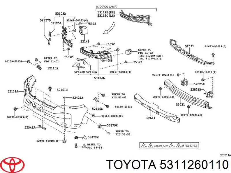 Решітка переднього бампера, права нижня Toyota Land Cruiser (J200) (Тойота Ленд крузер)
