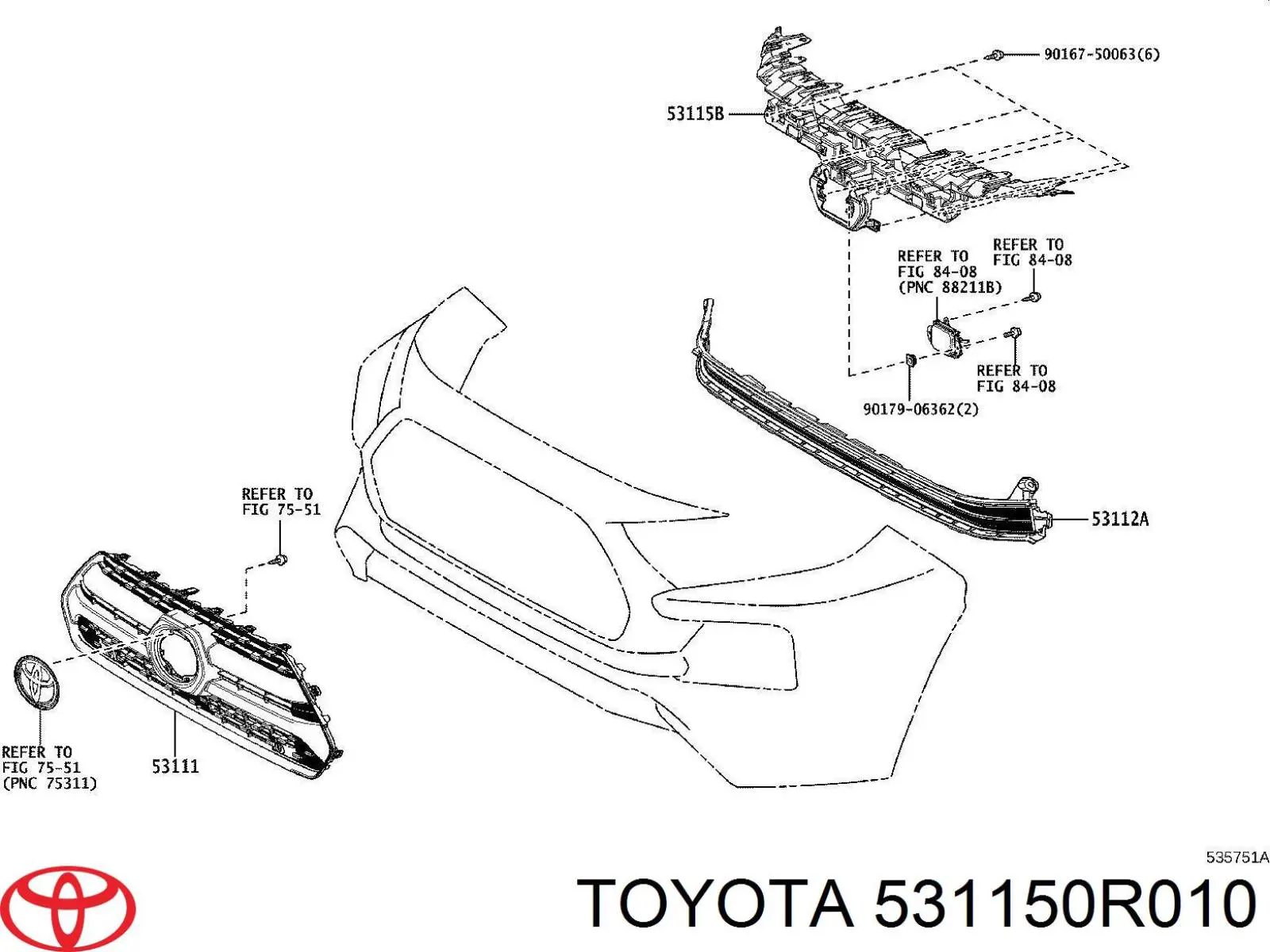 Кронштейн решітки радіатора Toyota 531150R010 ціна, від 63.72 USD