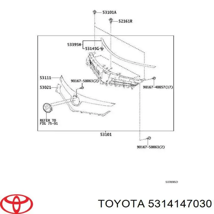 Емблема решітки радіатора 5314147031 Toyota