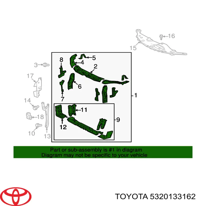 Супорт радіатора в зборі/монтажна панель кріплення фар Toyota Camry (V40) (Тойота Камрі)
