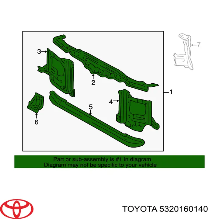5320160140 Toyota супорт радіатора в зборі/монтажна панель кріплення фар