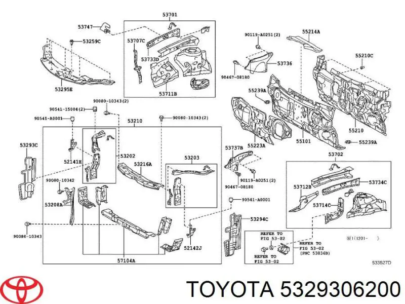5329306200 Toyota Повітропровід (дефлектор) радіатора, правий