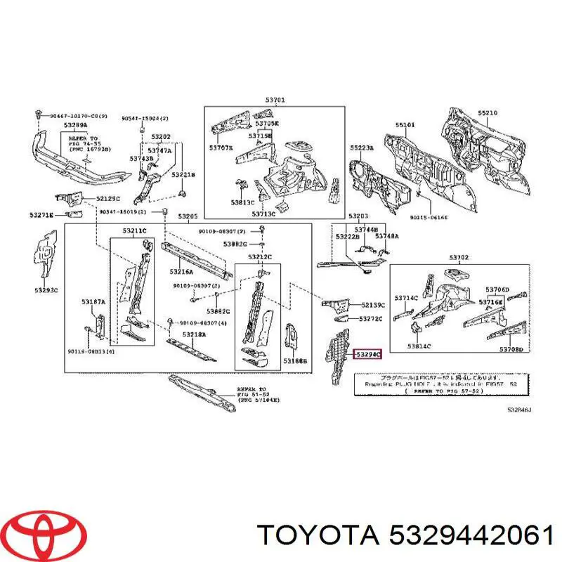 5329442061 Toyota Повітропровід (дефлектор) радіатора, лівий