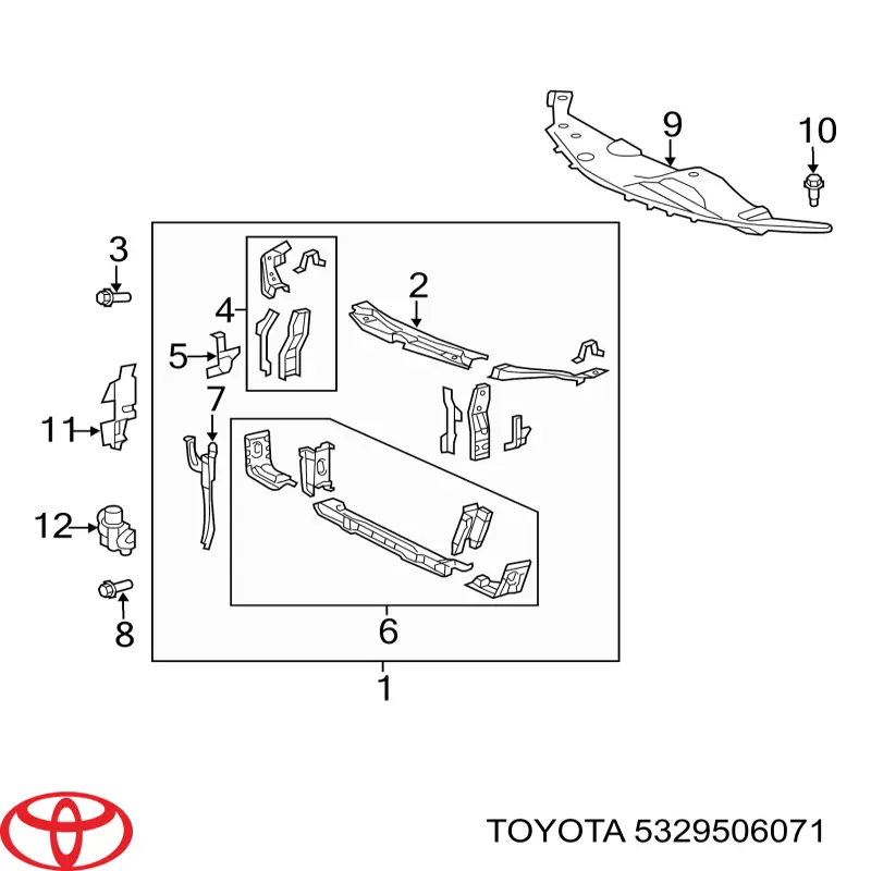 5329506071 Toyota Накладка верхня передній панелі / супорта радіатора