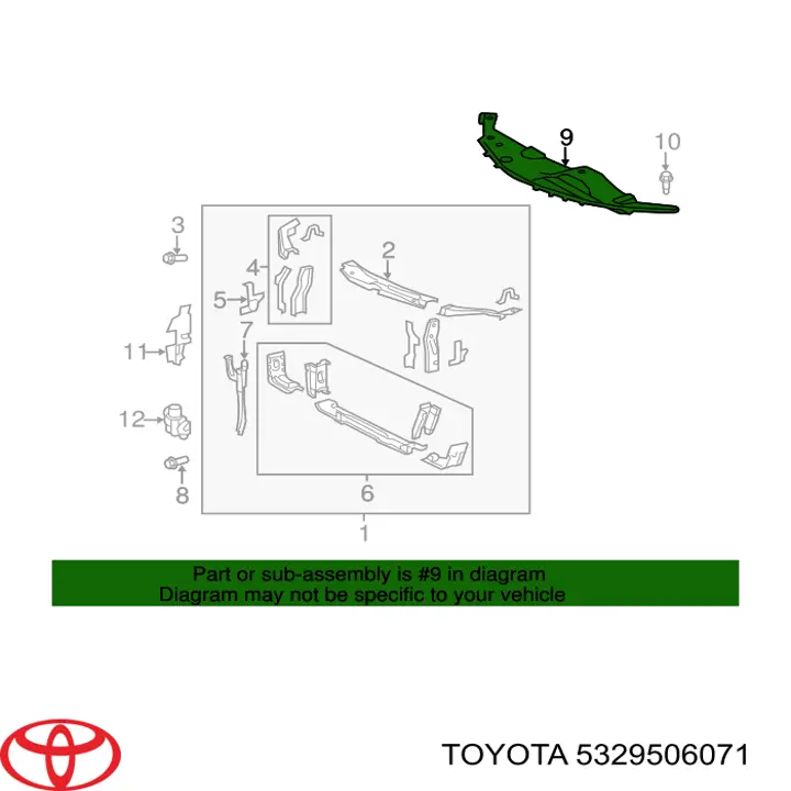 Накладка верхня передньої панелі/супорту радіатора 5329506071 Toyota