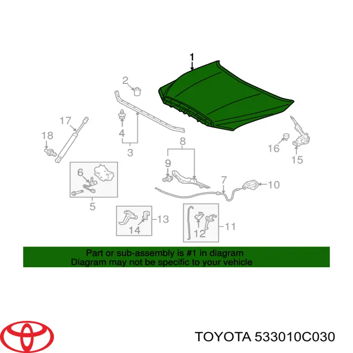 Капот Toyota 533010C030 ціна, від 189.11 USD