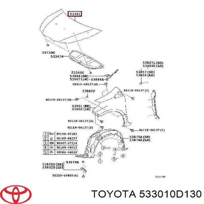 Капот Toyota 533010D130 ціна, від 98.74 USD