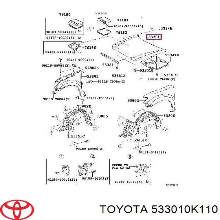 533010K110 Toyota капот