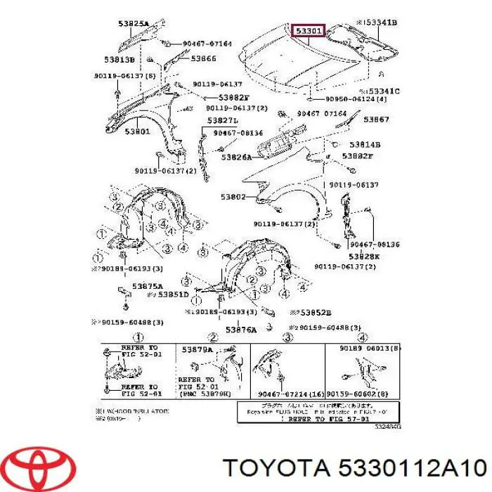 Капот 5330112A10 Toyota