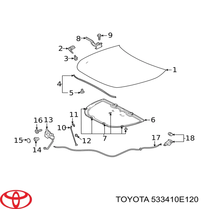 533410E120 Toyota Утеплювач капота